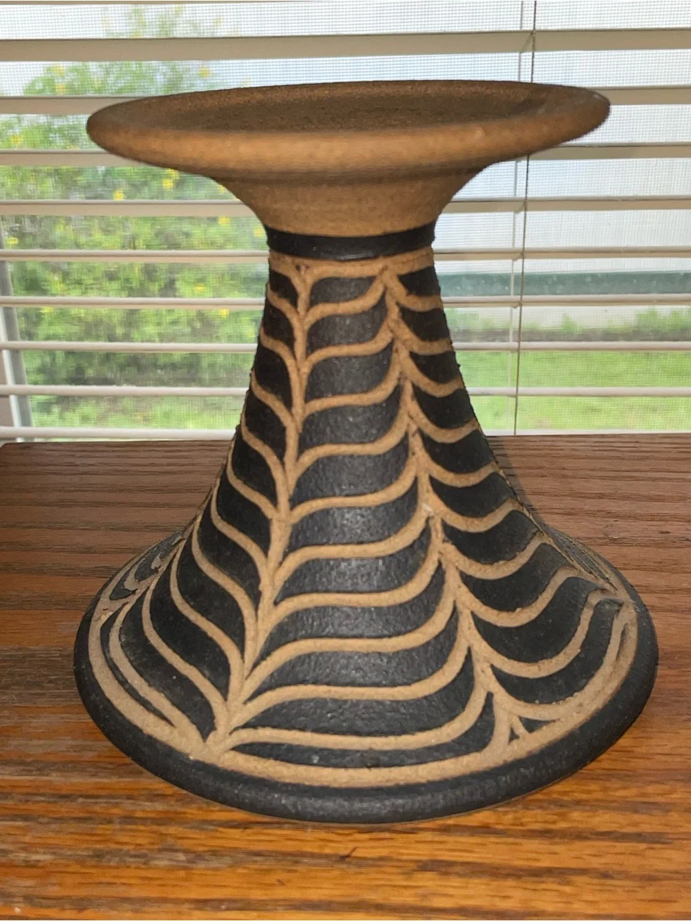 Vtg MCM Larry Terry Brown Oregon Studio Stoneware Pottery Candle Stick Holder